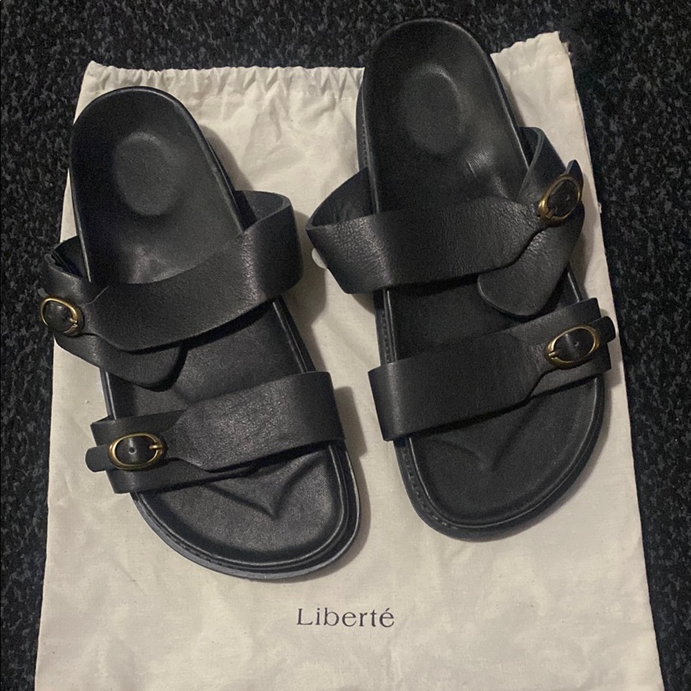Liberté Black Slide Sandals